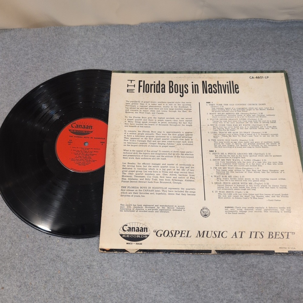 The Florida Boys in Nashville Canaan Records CA-4601-LP Southern Gospel Vinyl LP - Picture 2 of 2